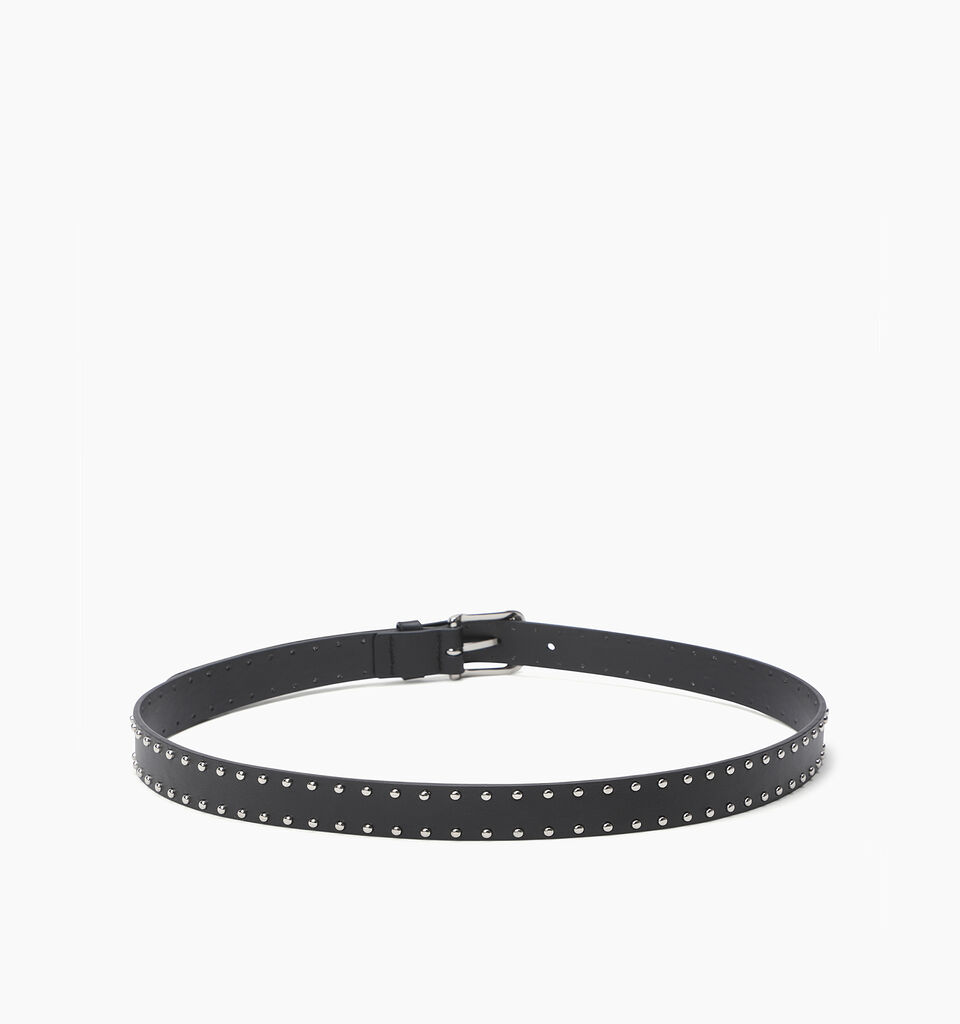 Black leather belt with studs - null - Schwarz | Sisley K image number 2